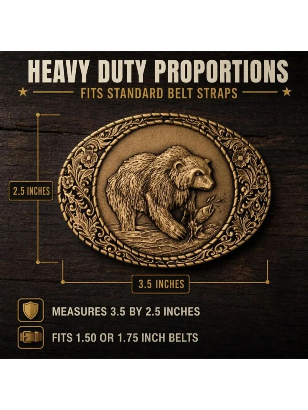 Solid Brass Grizzly Bear Belt Buckle - Heirloom Accessory for Outdoor Lovers